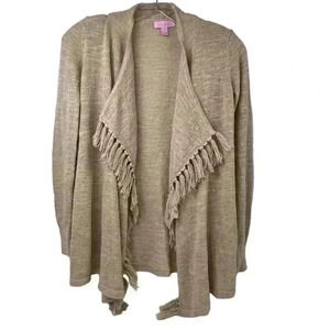 Lilly Pulitzer Women's Cardigan Sweater XXS Brown Open Front Tassel